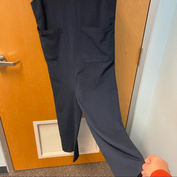 𝅺OAK + FORT Sz XS Navy Jumpsuit With Front & Back Pocket Straight Leg Oversized - Picture 3 of 8